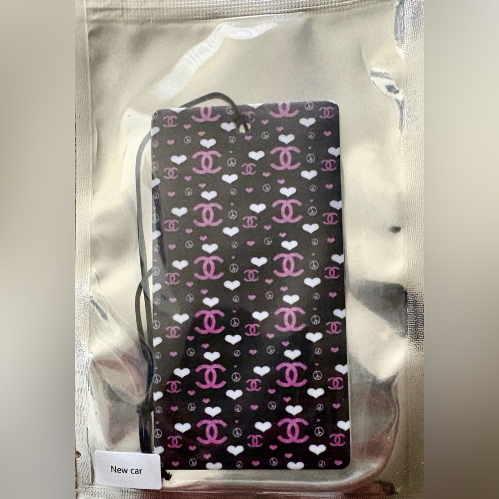 Stylish Pink & Black Air Freshener with Strap, New!